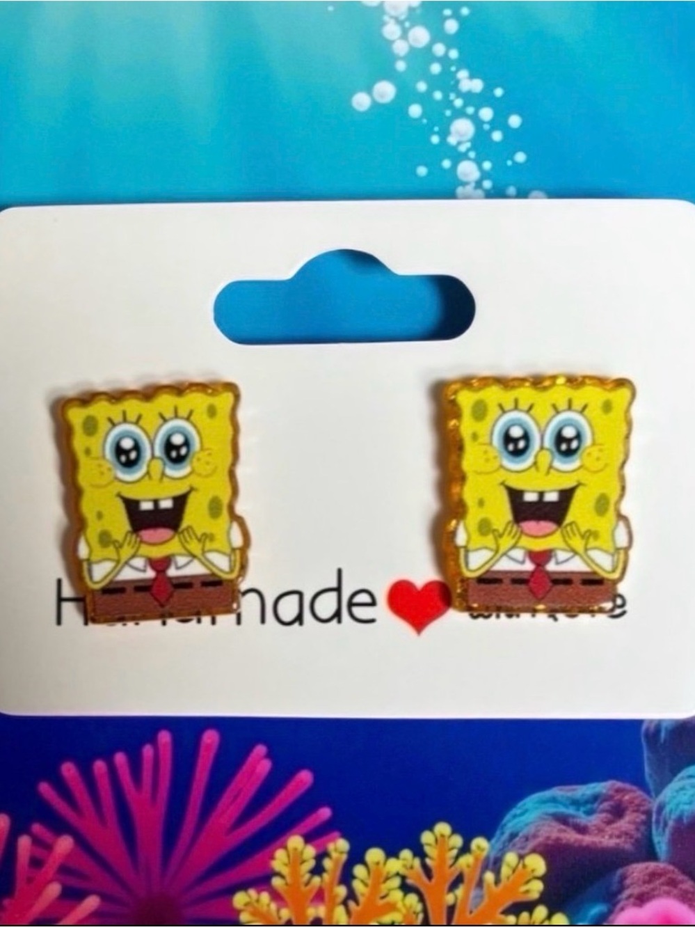 SpongeBob Squarepants Yellow Sponge Stud Earrings